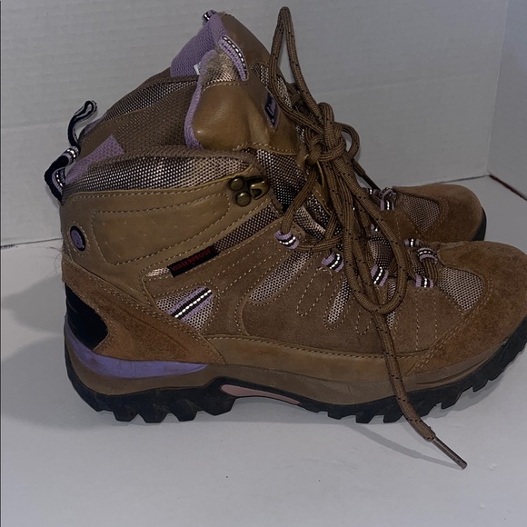 Coleman Shoes - Coleman Brown Lace-Up Women's Hiking Boots with Purple Details